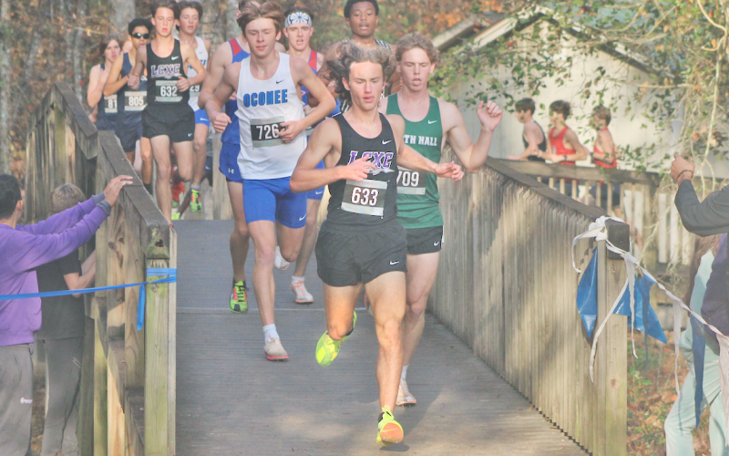 Lumpkin County runner Wyatt Windham leads the pack at Sectionals.