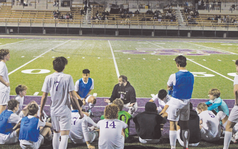 Lumpkin County High School Boys Head Coach Brent Howell rallies his team at a game last season.