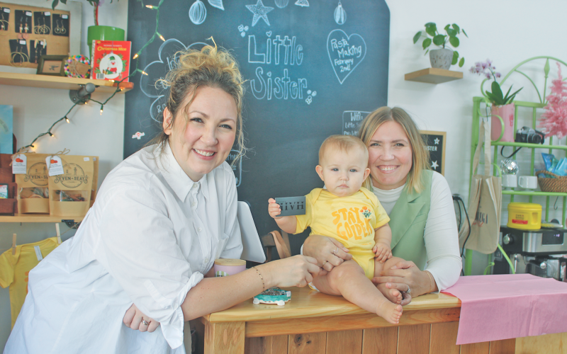 Pictured, from left, Chealse Morgan, Libby Lou Morgan and Megan Crane are on the job.