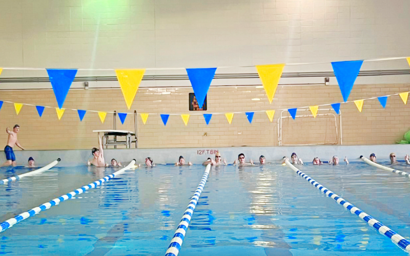 The Lumpkin swim team prepares to make some laps.