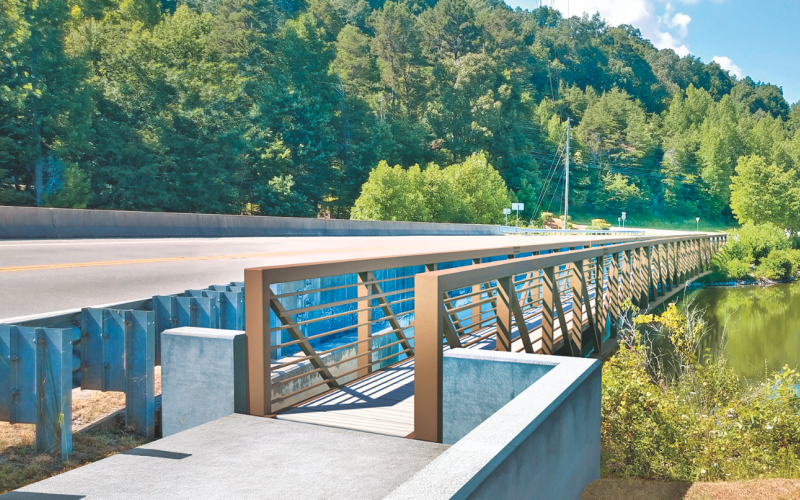 UNG student Vaughan Duncan assisted Dahlonega City Engineer Mark Buchanan and City Manager Allison Martin by creating a rendering of a pedestrian bridge that will be built soon.
