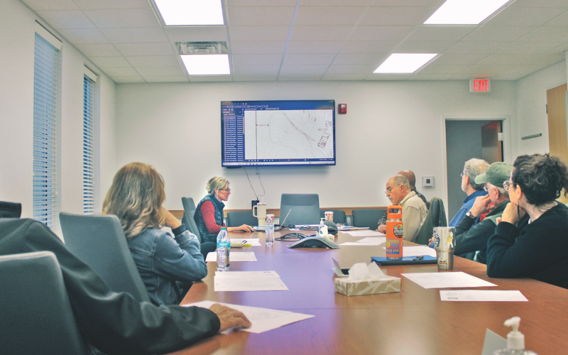 Assistant County Manager Rebecca Mincey reviews the latest County plan to enhance access to the Lake Zwerner/Yahoola Creek Reservoir property.