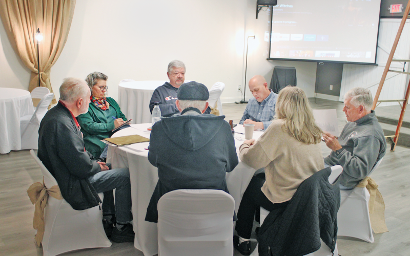 Members of the Native American Committee met last week inside The Venue at 223 to make some design choices for a new County park on Rock House Road.