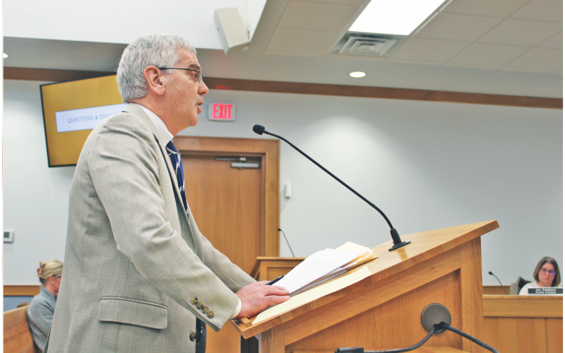 Attorney Joseph Homans appeared at the County’s land use hearing last week, and announced his client is suing the Planning Department over their handling of the DiVine Village RV Resort project.