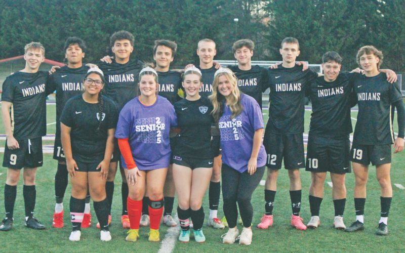 The boys and girls soccer teams shinned a spotlight on the 13 seniors that competed for Lumpkin this season.
