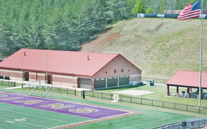 The Lumpkin County High School field house is set for an expansion over the summer, with a new portion being added in the open area between the main building and the outdoor pavilion.