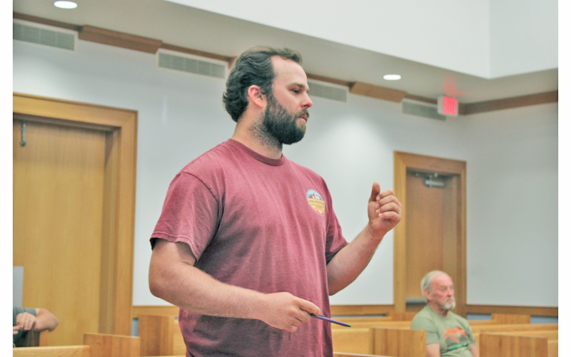 Iron Mountain Resort representative Hunter Stansberry clarifies his company’s obligations under the 2019 Special Land Use Agreement with the County.