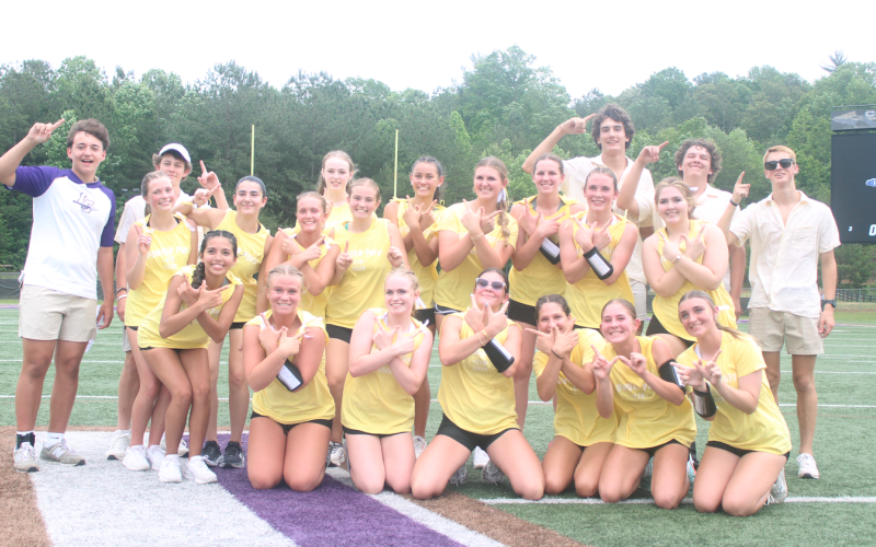 The Freshmen Class team celebrates its 2025 Powder Puff Championship victory.