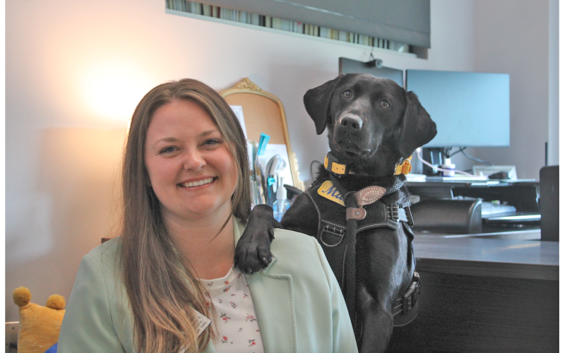 UNG Campus Victim Advocate Courtney Hause noted that her working dog, Mavis, pays rapt attention to visitors, as if the K-9 can almost understand what they are discussing. “She just chills. It’s like she’s in the meeting with us,” Hause said. “She’s tuned in.”