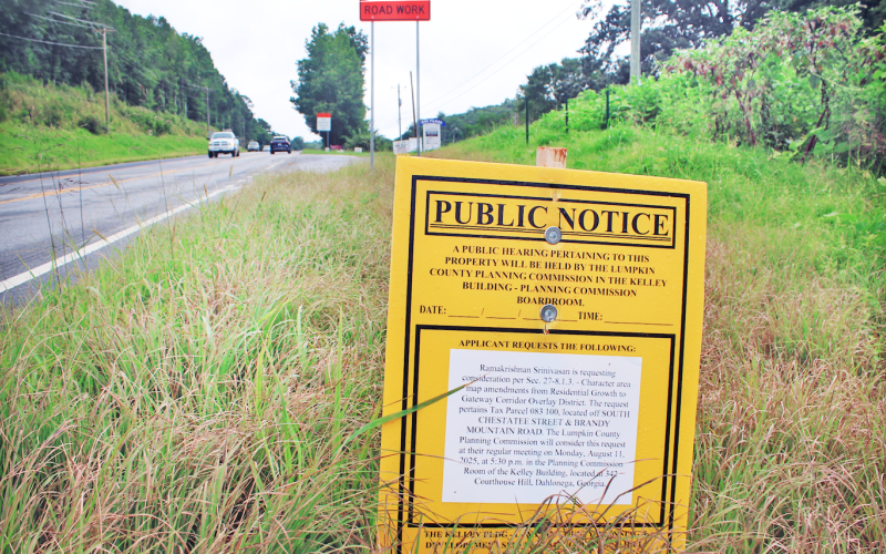 Members of the Lumpkin County Planning Commission considered a Character Area Map amendment request that could switch the property from the Residential Growth character area to the Gateway Corridor Overlay District.