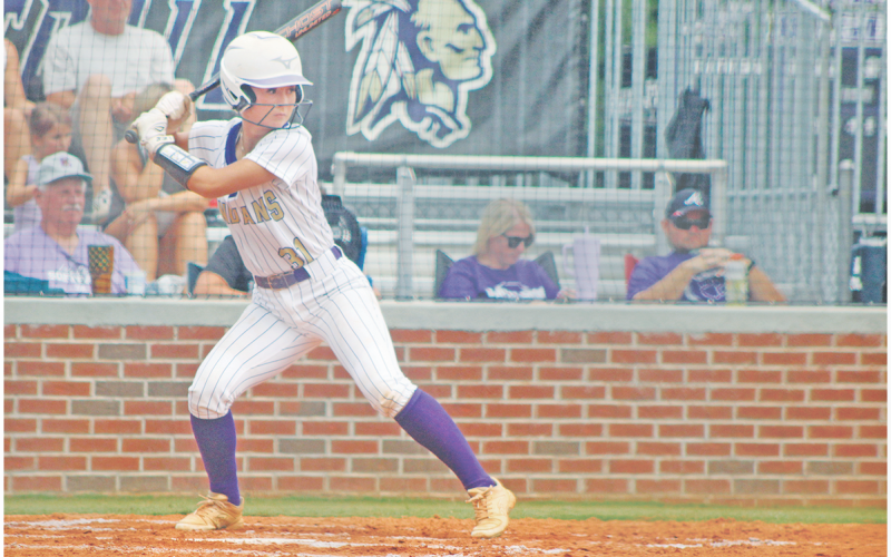 Lumpkin County’s Cadence Ivey lines up a hit for the Indians.