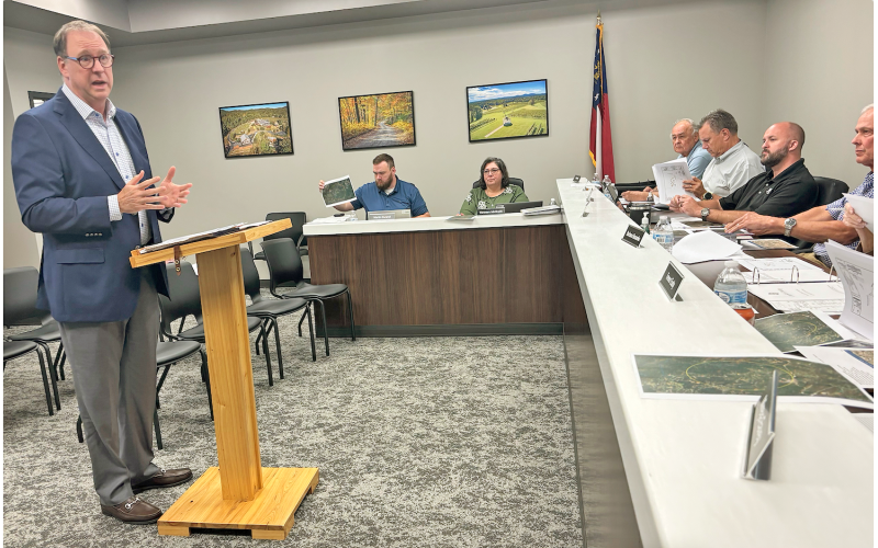 Tarpon Towers representative Andy Rotenstreich discusses a proposal that would make way for a new 240-foot cell tower off Hightower Church Road.