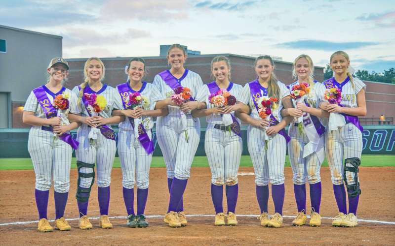 The Lumpkin County softball seniors gather for a photo following their 10-1 win over Chestatee on Senior Night.