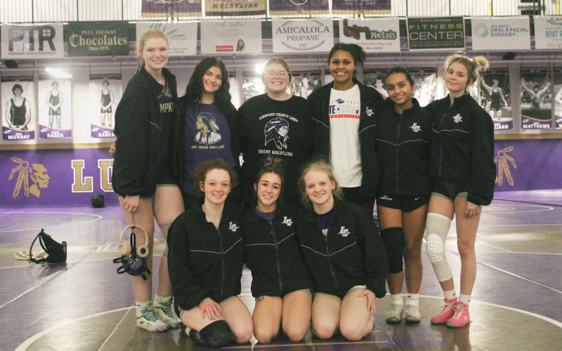 The Lady Indians wrestling team’s seniors celebrated their night with a win over Carrollton.