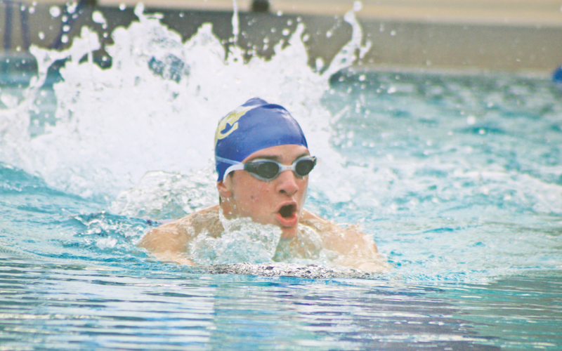 Jack Fugich puts in the work at one of the swim team’s recent practices.