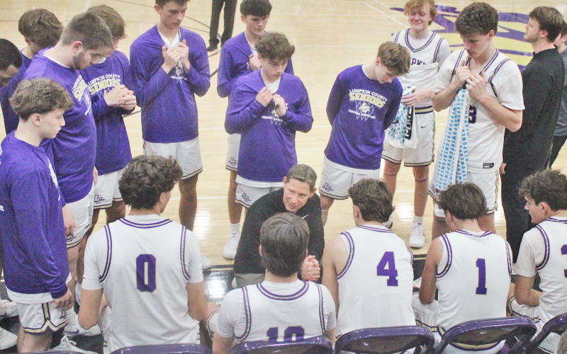Head Coach Chris Faulkner rallies his team to Lumpkin’s historic win over Johnson.