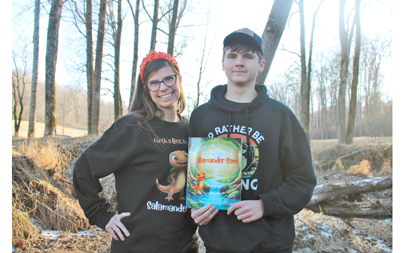 Cottrell Elementary School teacher Samantha Cochenour and her son Gabe co-authored one of her new children’s books together: Earth’s Best Friend: The Tiny Tale of Salamander Sam.