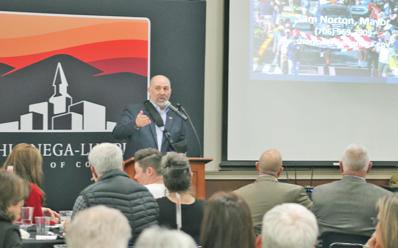 Dahlonega Mayor Sam Norton addressed a packed crowd during the annual State of the City and County on March 19. Norton cited housing and parking as the top challenges facing the City, while also warning of a shrinking tax base.  Interim Chairman of the Lumpkin County Board of Commissioners Jeff Moran also spoke, giving updates on a number of ongoing road improvement projects.