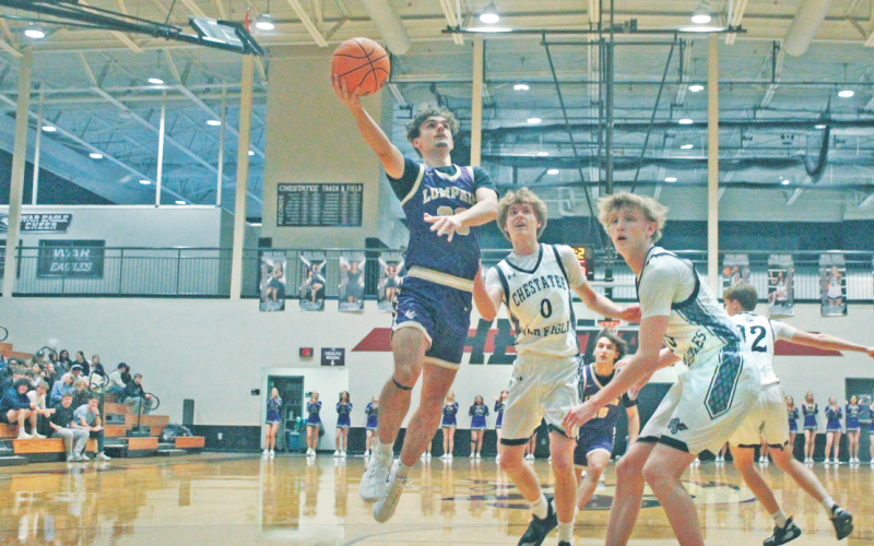 Lumpkin County’s Landon Pierce goes up for a basket against Chestatee.