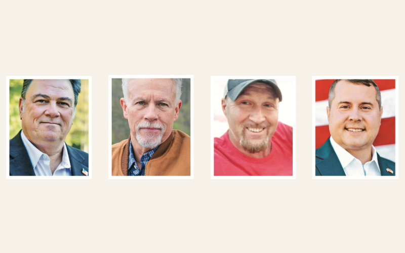 Candidates vying for State Senate District 51 include (from left) Democrat Gary St. Lawrence, Philip Milam, Steve Shaw and Will Wade.