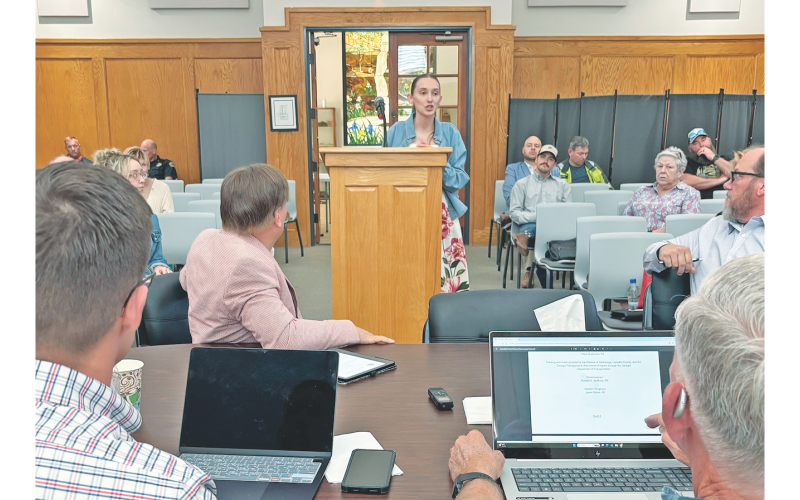 Faith Mihok addresses the Dahlonega City Council as she explains her idea for a praise and worship event that would take place Halloween night in Hancock Park.