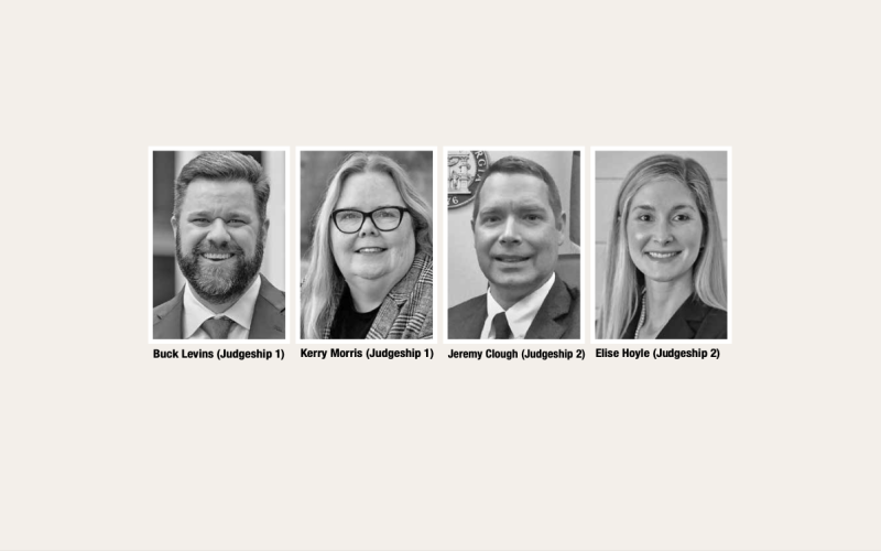 Judge Buck Levins is taking on Kerry Morris, while Jeremy Clough is facing Elise Hoyle for Superior Court seats.