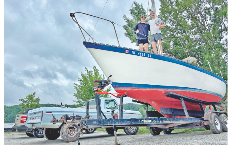 The Afternoon Delight was docked in the parking lot of Lake Zwerner last week as Duke Neslen and Beau Donner prepared to launch their newly-purchased 25-foot sailboat into the reservoir waters.