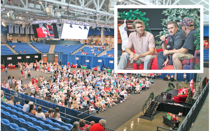 Actors answered audience questions during a celebrity panel discussion inside the UNG Convocation Center during the Christmas in a Small Town convention. Pictured (from left) are Chad Michael Murray and Victor Webster.