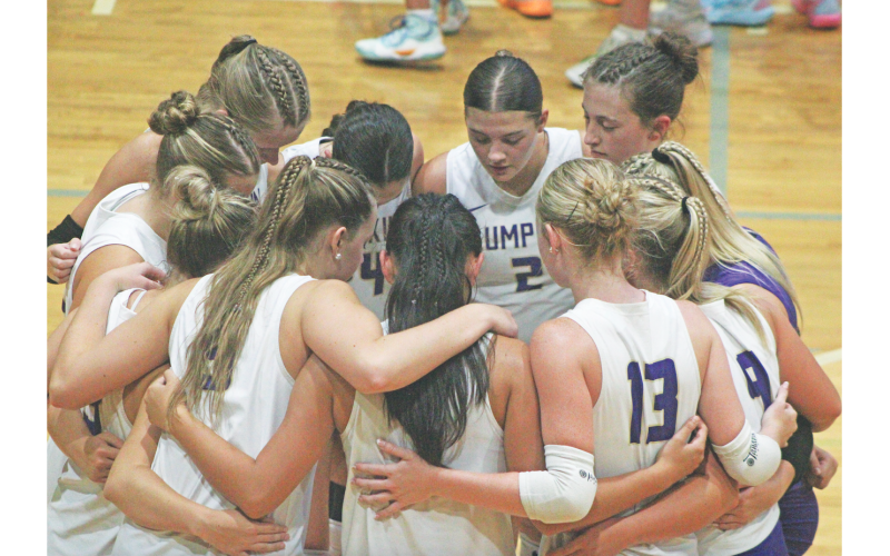 The Lady Indians take a moment before clashing with rival Dawson County last week.