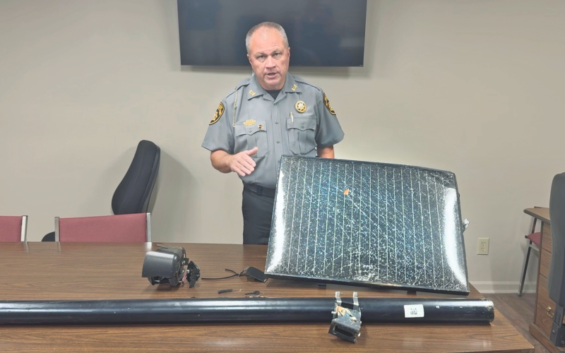 Sheriff Stacy Jarrard took to Facebook on Monday after a chopped Flock camera was recovered near Yahoola Creek Park.