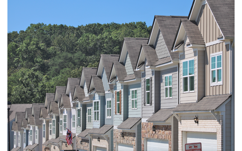 A line of new townhomes stretches into the distance at Mountain Park. Residents showed up to voice their concerns during the public comments portion of the recent Dahlonega City Council meeting.