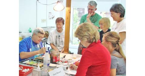 Watercolor artist Oscar Rayneri teaches students at Arrowmont School of Arts and Crafts in Gatlinburg, Tenn.