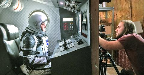 Grammy winning musician and Dahlonega resident Amy Ray prepares for liftoff during a music video filming with Luke Pilgrim of Sozo Bear Films.
