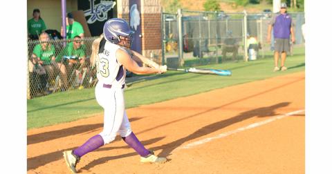 Lauren English blasts a pitch to right field for a two-run double to help Lumpkin defeat Pickens County last week.