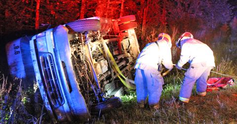 The Rangers of Camp Frank D. Merrill held a mass casualty training exercise on Cavender Creek Road early Tuesday, Oct. 8. The simulation involved an overturned bus, as Rangers rescued volunteers from UNG’s Corps of Cadets playing the role of injured passengers from the wreckage.