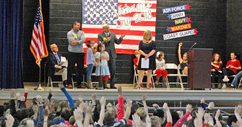 Students at Blackburn Elementary welcome veterans at last year's Veterans Day Ceremony.