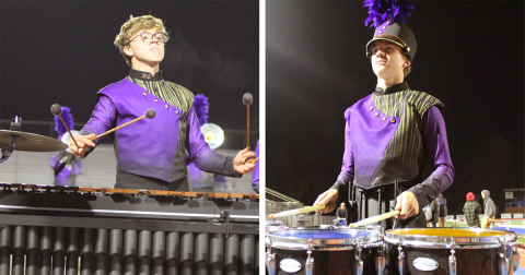 LEFT: Nicholas Bryant skillfully keeps the beat for the LCHS Band of Gold. RIGHT: Jackson Knepper has worked hard to perfect his percussion based craft.