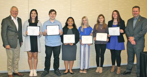 Pictured (from left): Former Georgia Governor Nathan Deal, Ashlei Anderson, Matthew Beck, Jannelith Hernandez, Kandon Boyd, Ashlyn Housman, Sheridan Pruitt, and State Representative Kevin Tanner.