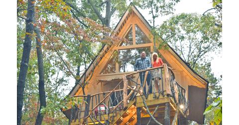 Debra and Greg Stipe have built a home amongst the trees at their new bed-and-breakfast deemed Bed+Bough.
