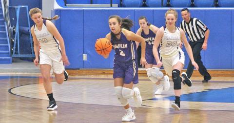 Lumpkin standout Isabel Davenport flies down the court for some transition points after recording a steal during Lumpkin’s second round win over Walhalla, S.C. on Friday, Dec. 27.
