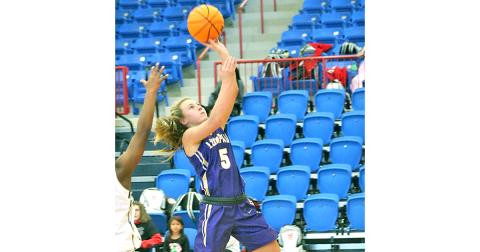Lady Indians freshman Lexi Pierce gets two points off a layup. With a season-ending injury for Mary Mullinax, Pierce has been picking up the slack for Lumpkin over the course of the past few games.