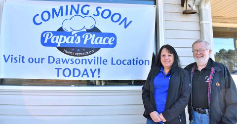 Danny Phillips, owner/operator of Danny’s Restaurant for 41 years, stands next to Dawn Powell, the new owner of what will soon be Papa’s Place. She is hoping to open the first week in March.