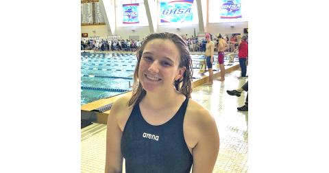 LCHS senior swimmer Faith Schofield set a personal record and placed 42nd overall in the girls 100 yard freestyle during the GHSA Swim State Championship held at the Georgia Tech Aquatic Center recently.