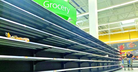 The bread aisle is often barren at Walmart these days as locals have been stocking up on supplies while the coronavirus looms.
