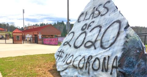The Lumpkin County High School spirit rock was painted with well-wishes for this year's senior class.