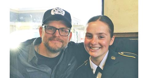 Pictured with her dad Bryan Fagan, Morgan Fagan is happy to be helping on the front lines for the National Guard in the battle against the coronavirus.