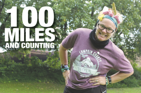 Local runner, teacher and unicorn horn-wearing enthusiast Carrie Dawn Roy recently accomplished a 15-year goal by completing 100 miles during the Merrill's Mile event held at Camp Frank D. Merrill.