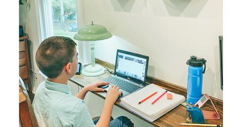 LCMS 6th grade student Jeb Jackson said virtual school has some perks, like having his dog around while he’s learning.