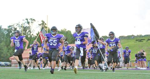 The Lumpkin County varsity football team takes the field for its first game of the season at home against the Franklin County Lions.