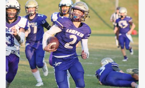 Lumpkin County eighth grader Cal Faulkner has the tools to develop into a strong quarterback, says LCMS coach Darren Glenn.